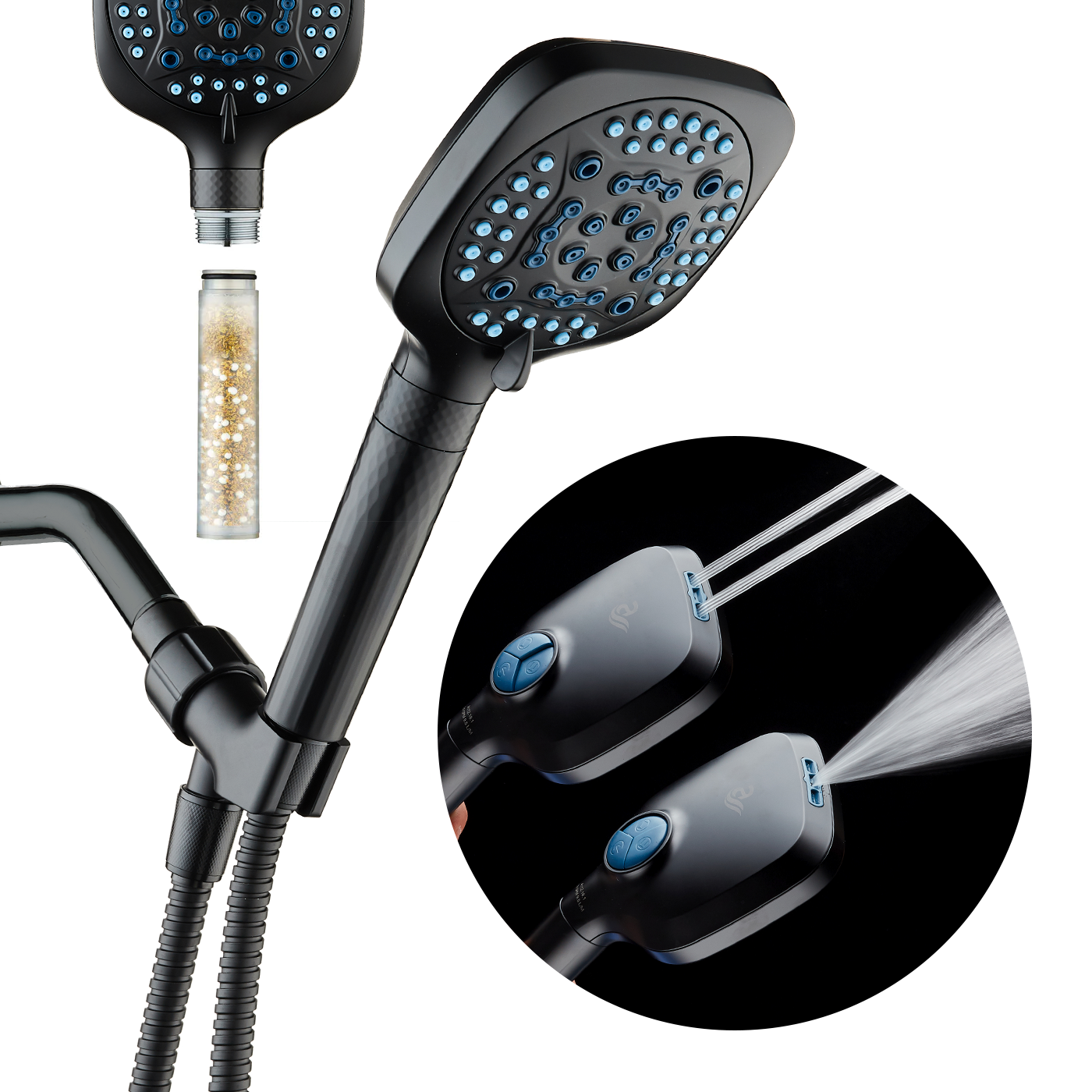 4X Series All-in-One 10-setting Hand Shower with Shower Filter, 2-mode Power Wash & Water Pressure Control