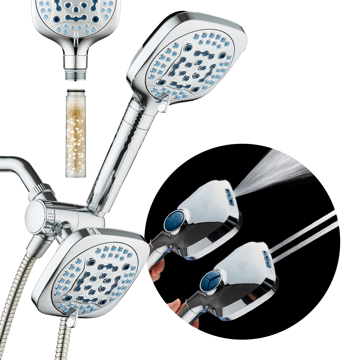 4X All-in-One 82-setting 4-way Twin Combo with Shower Filter & 2-mode Power Wash