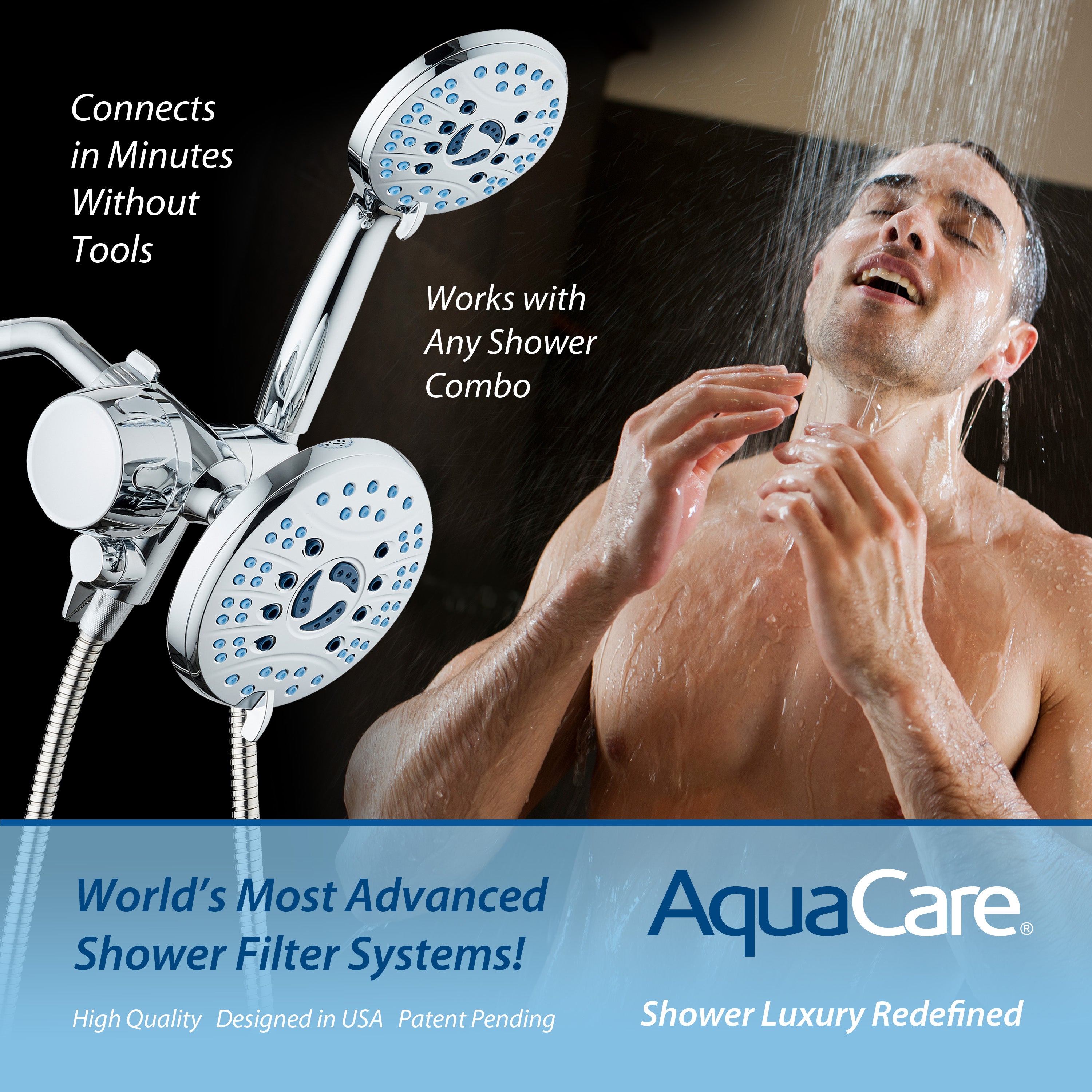 Integrated Shower Filter for Combos with Water Diverter & Antimicrobial KDF Cartridge