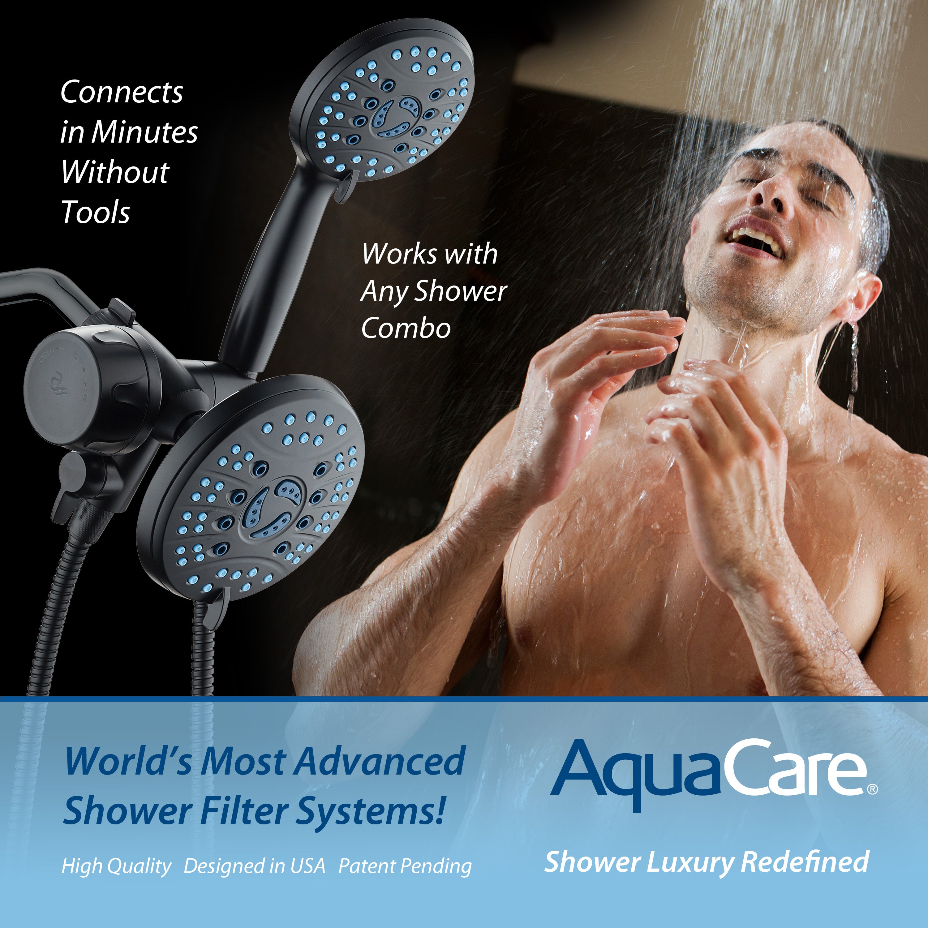 Integrated Shower Filter for Combos with Water Diverter & Antimicrobial KDF Cartridge