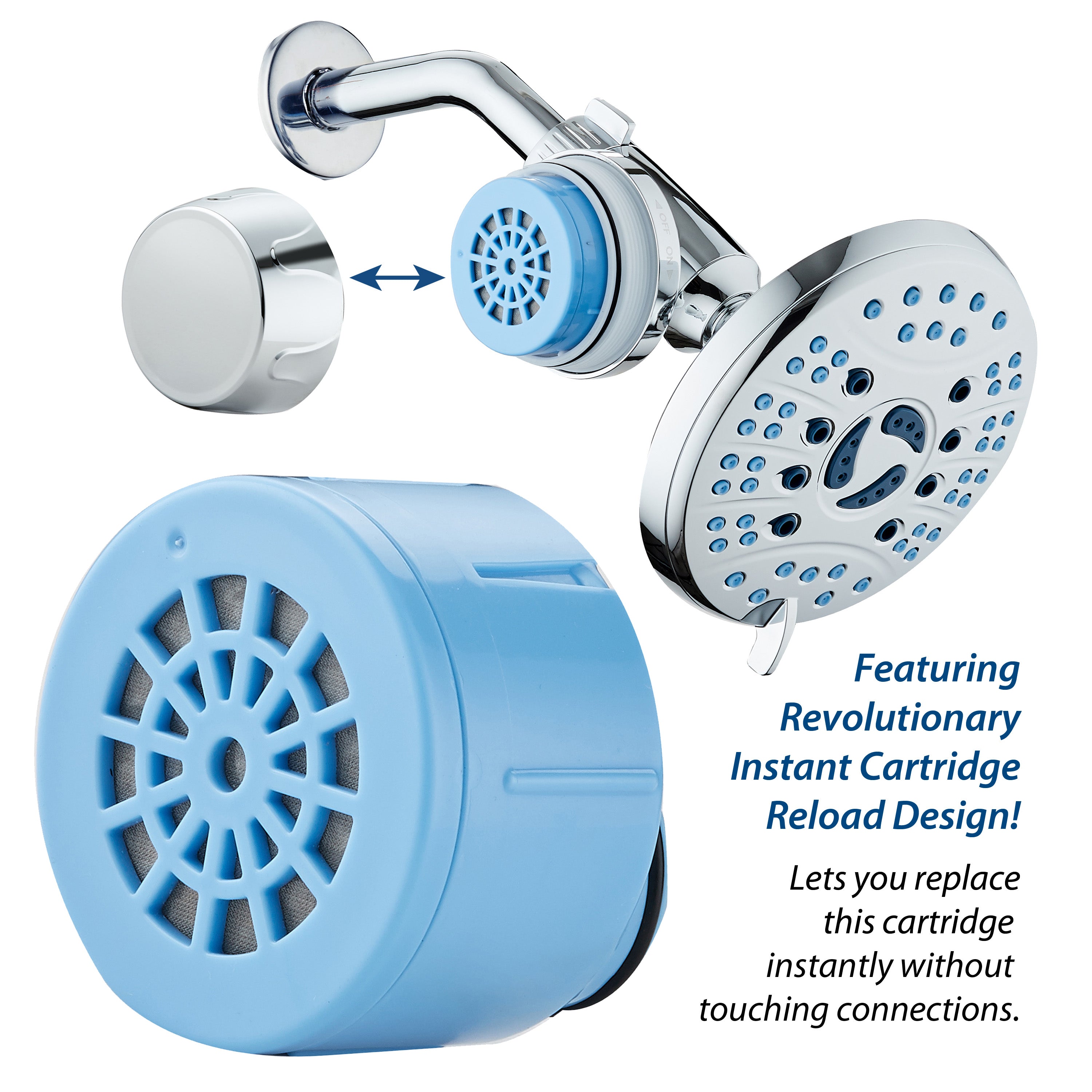 Instant-reload Antimicrobial Enriched American KDF Shower Filter Replacement Cartridge