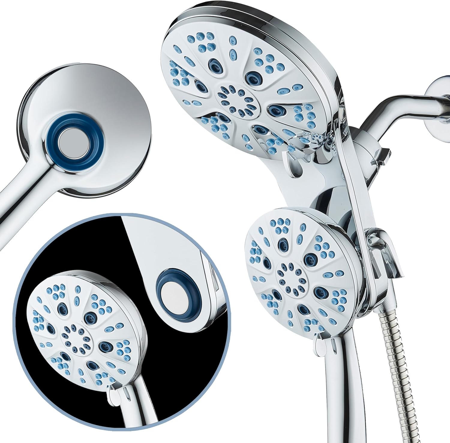 Magneton 48-setting Raised 3-way Rainfall Shower Combo with Magnetic Docking