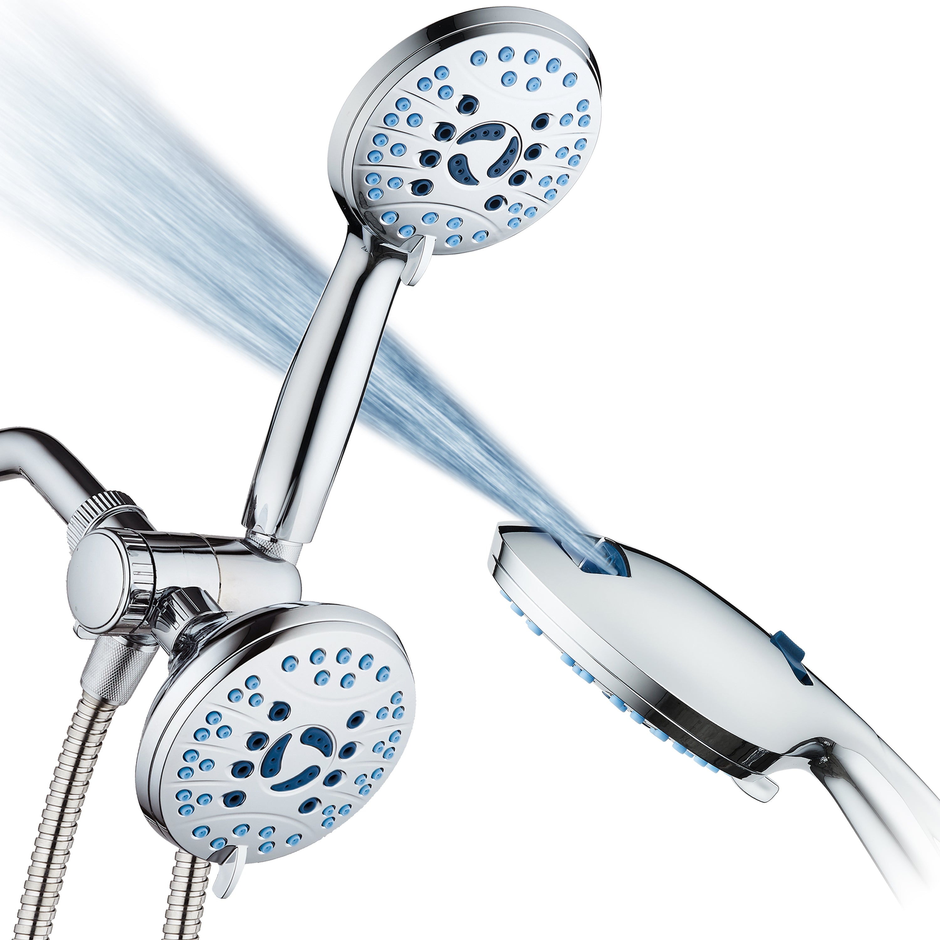50-setting 3-way Twin Shower Combo with 2-mode Power Wash & Bonus Wall Bracket