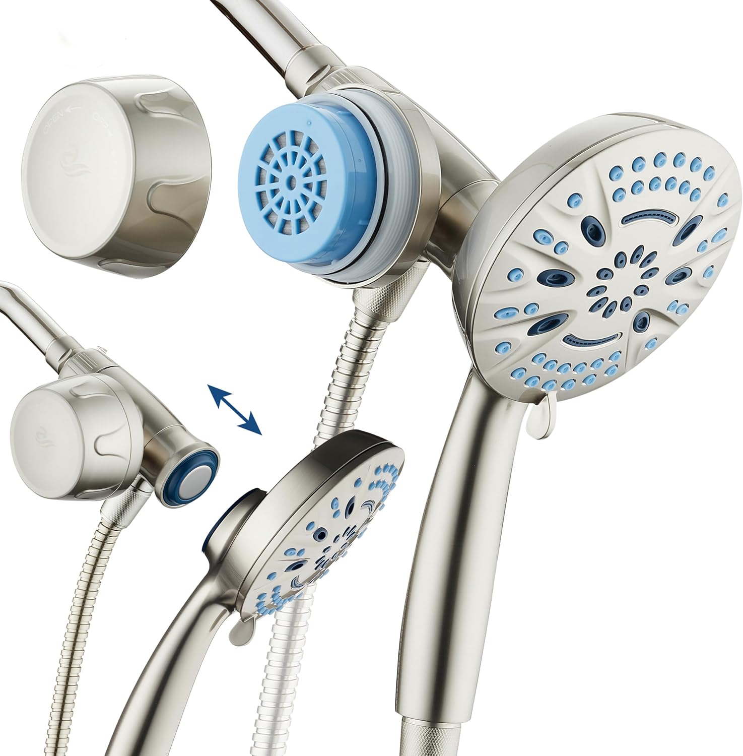 Magneton® 8-setting 5" Face Hand Shower with Magnetic Docking & Built-in Shower Filter