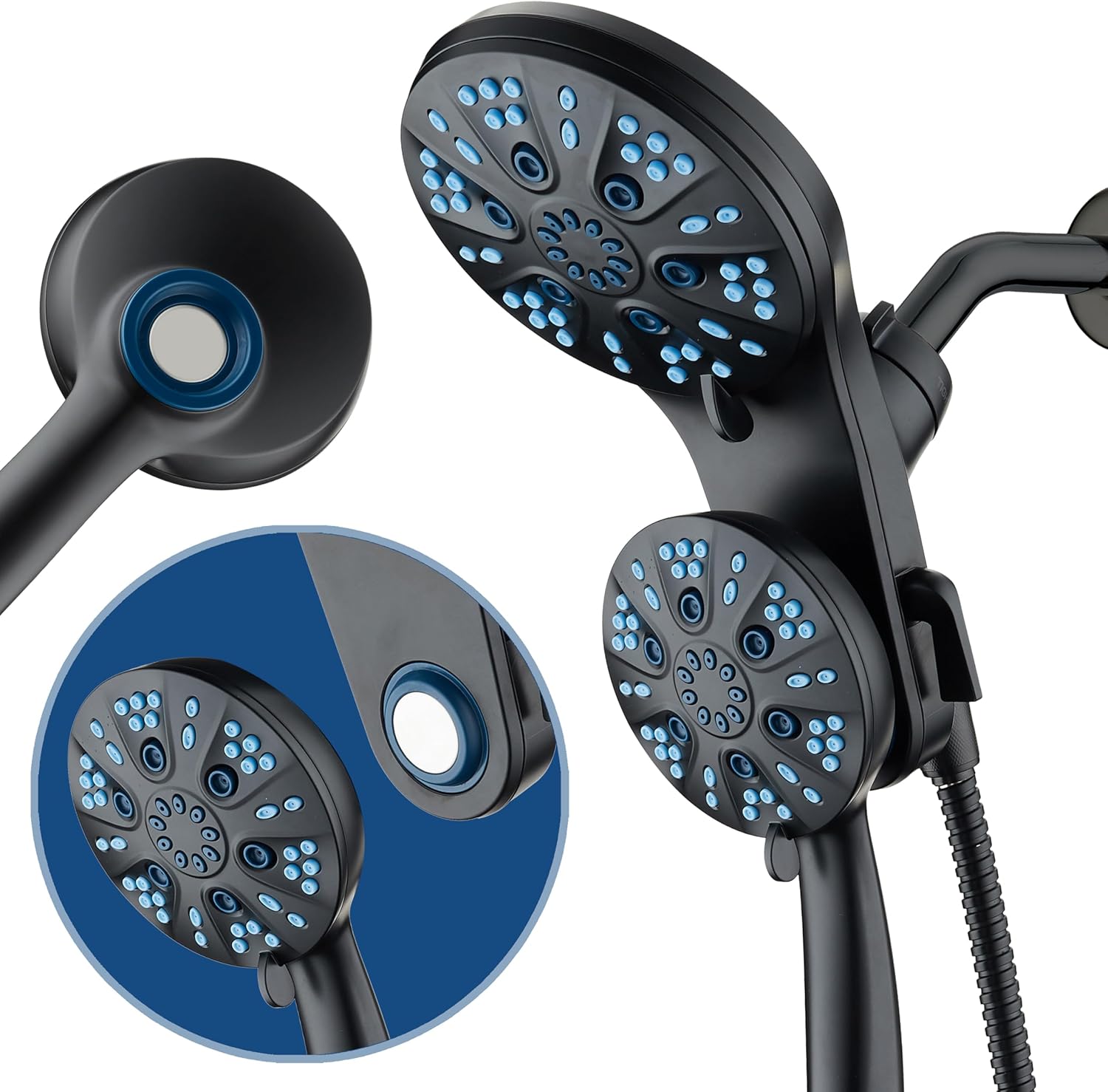 Magneton 48-setting Raised 3-way Rainfall Shower Combo with Magnetic Docking