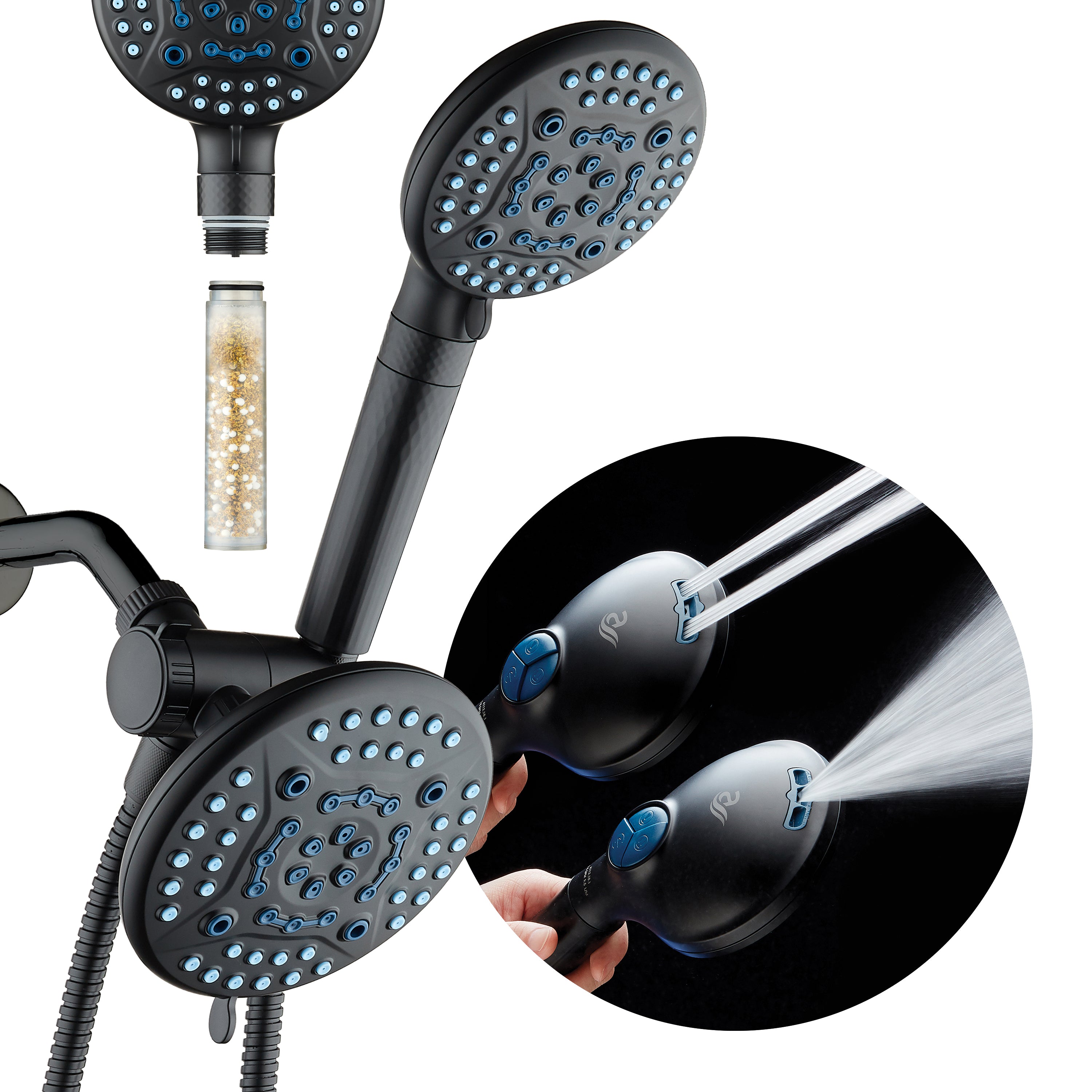 4X All-in-One 82-setting 4-way Rain Combo with Shower Filter & 2-mode Power Wash