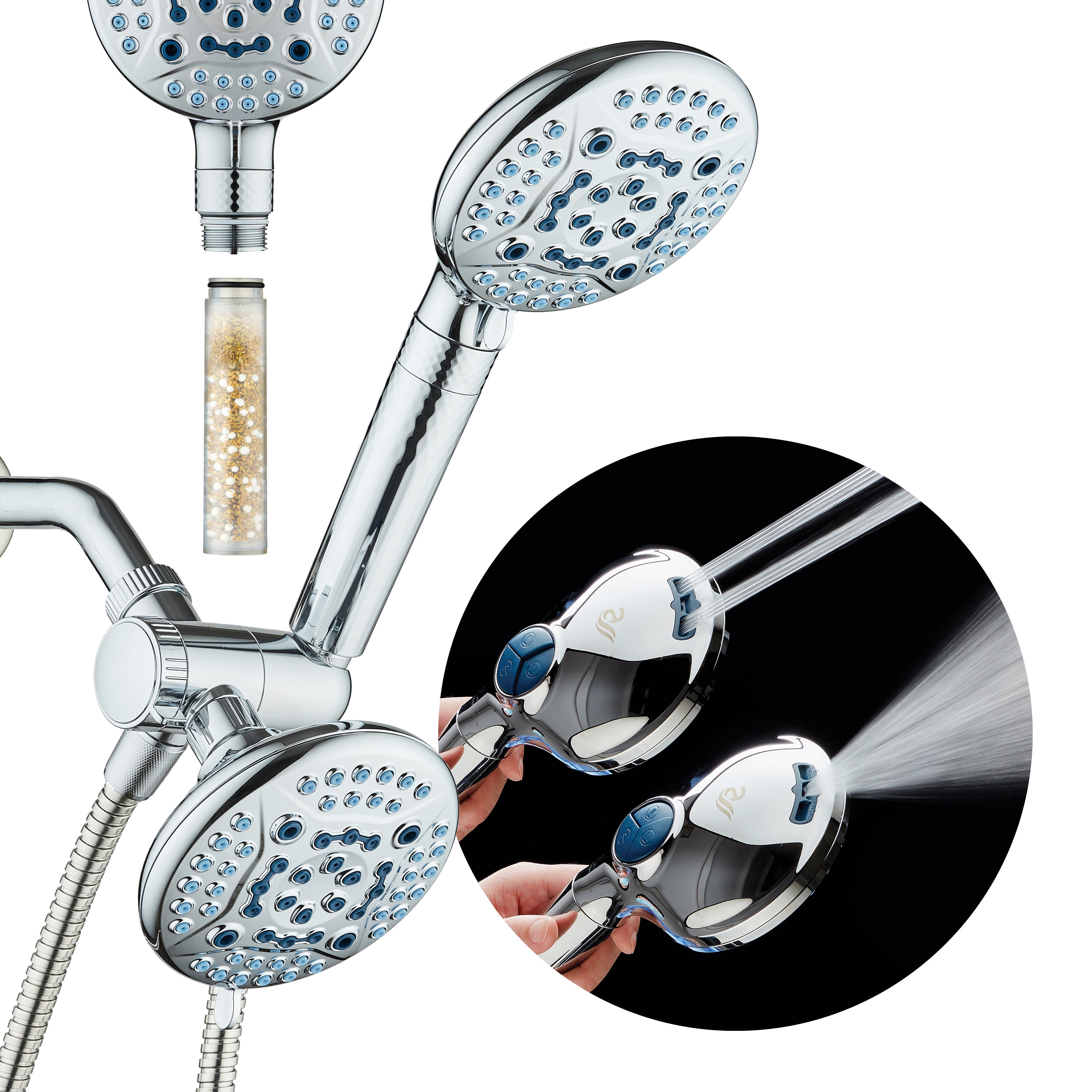 アクアケア　AQUE CARE 4X All-in-One 82-setting 4-way Twin Combo with Shower Filter & 2-mode