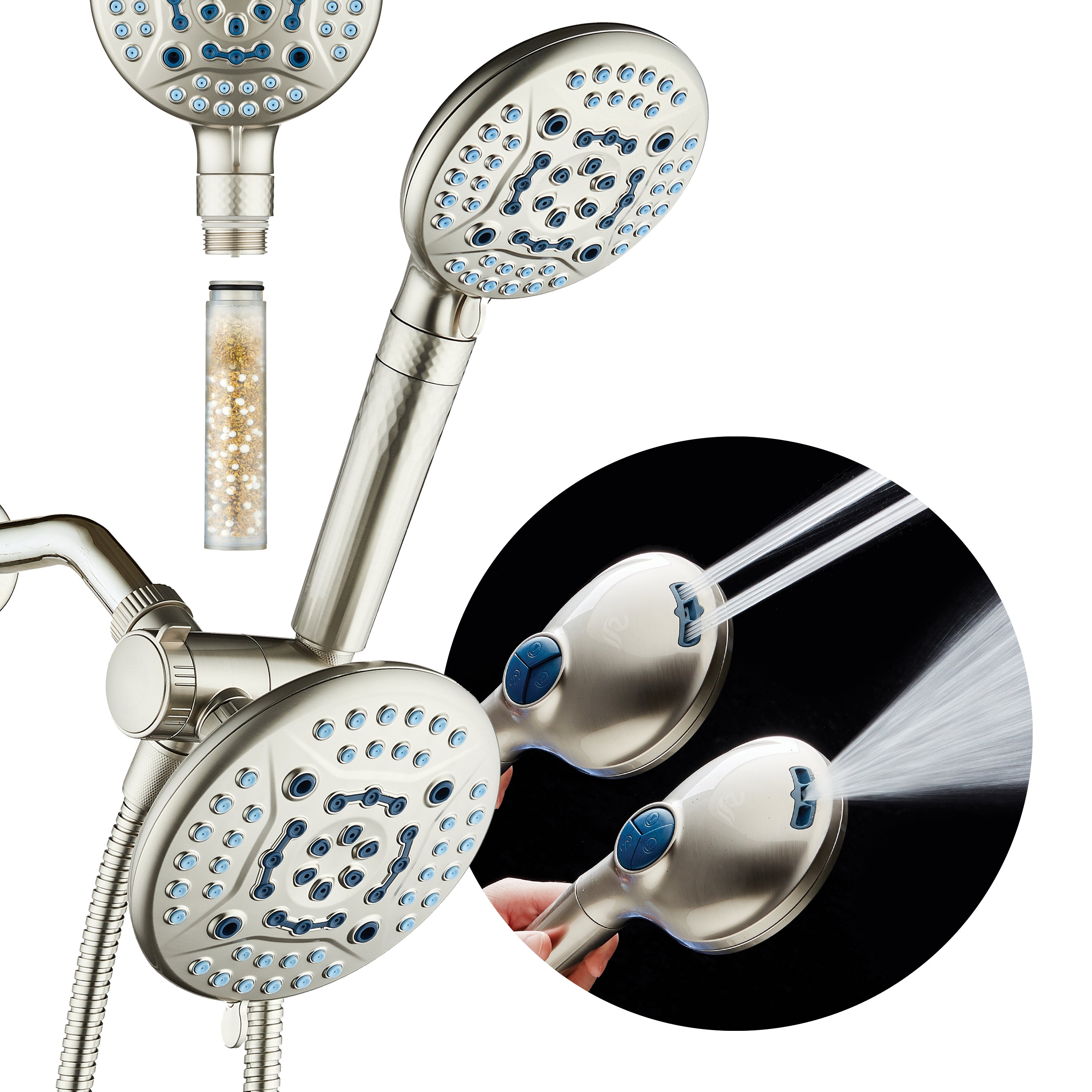 4X All-in-One 82-setting 4-way Rain Combo with Shower Filter & 2-mode Power Wash