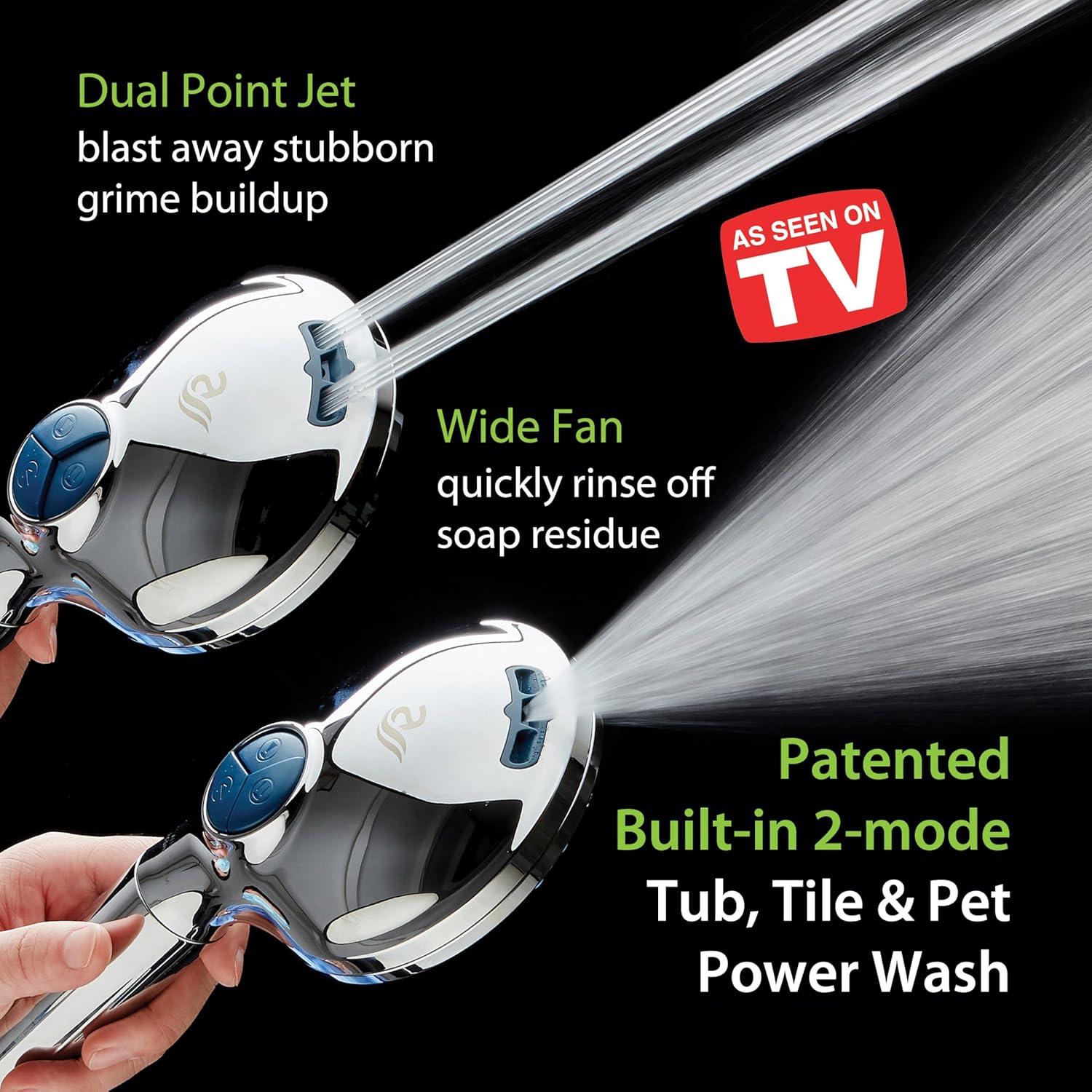 3.0 Series All-in-One 10-setting Hand Shower with Shower Filter, 2-mode Power Wash & Push-button Function Switch