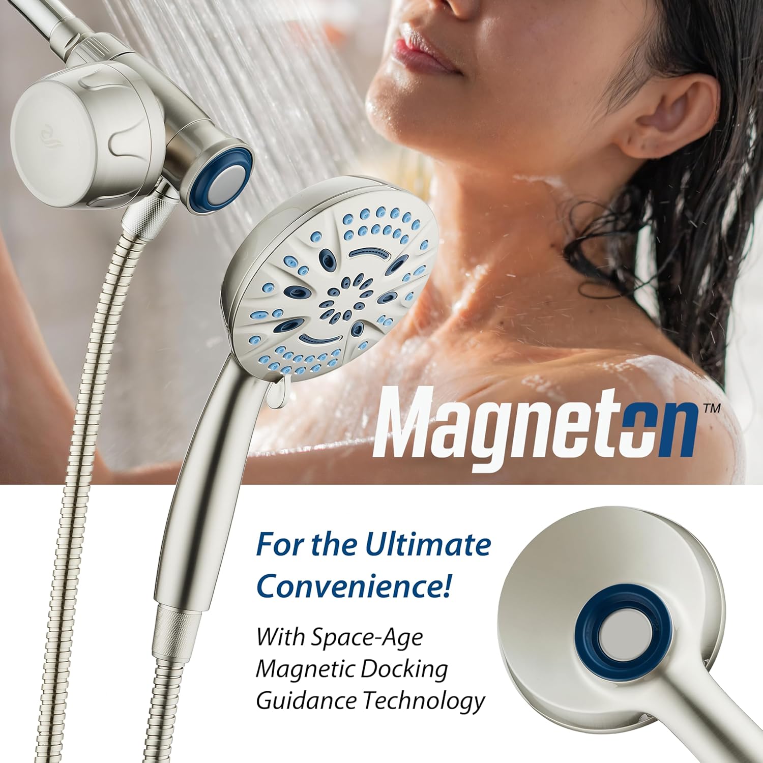 Magneton® 8-setting 5" Face Hand Shower with Magnetic Docking & Built-in Shower Filter