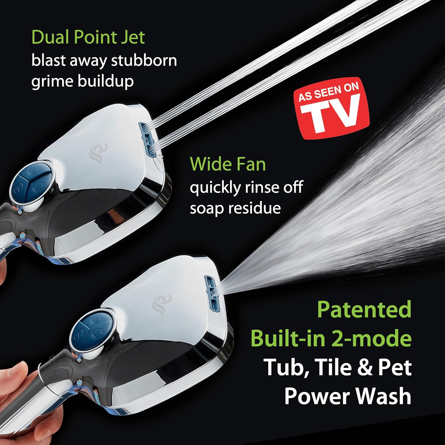 3.0 Series All-in-One 10-setting Hand Shower with Shower Filter, 2-mode Power Wash & Push-button Function Switch
