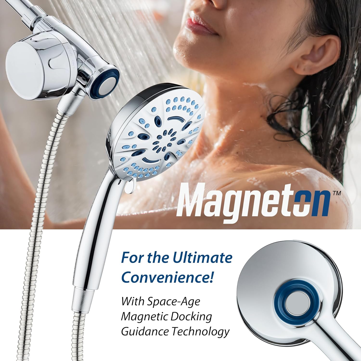 Magneton® 8-setting 5" Face Hand Shower with Magnetic Docking & Built-in Shower Filter