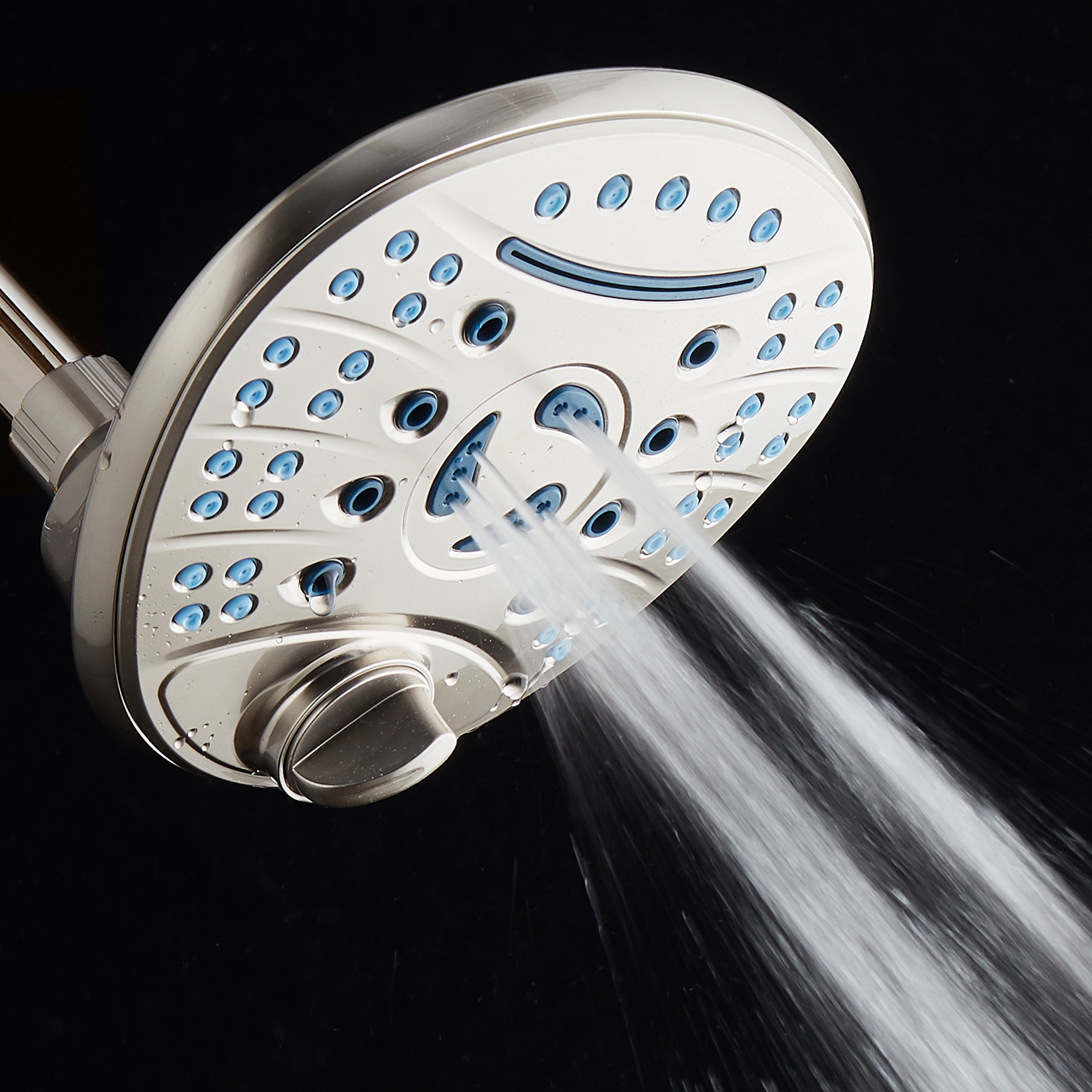 Ultra-Luxury 8-setting 7" Rainfall Shower Head with Antimicrobial Anti-clog Nozzles