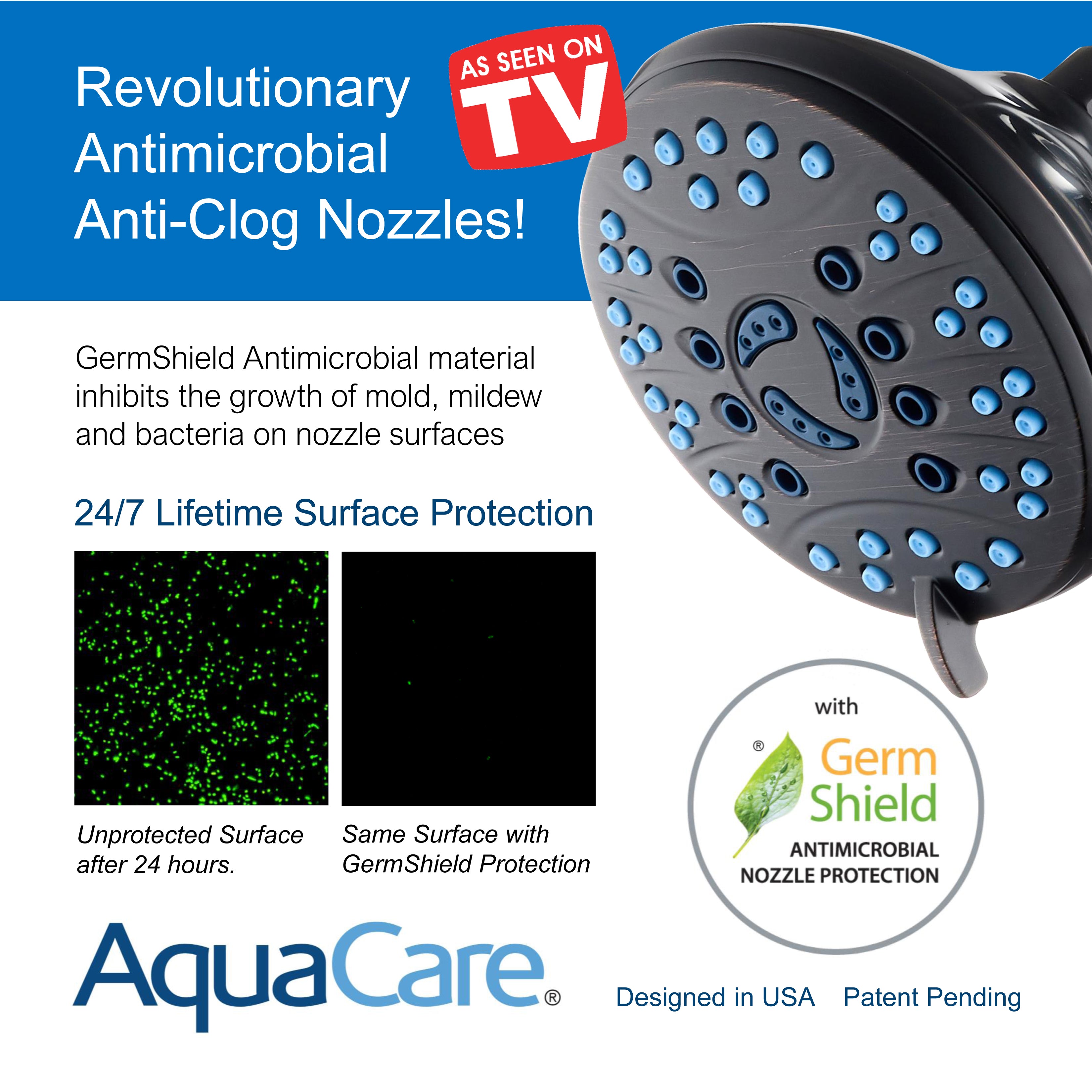 Ultra-Luxury 6-setting Overhead Shower Head with Antimicrobial Anti-clog Nozzles