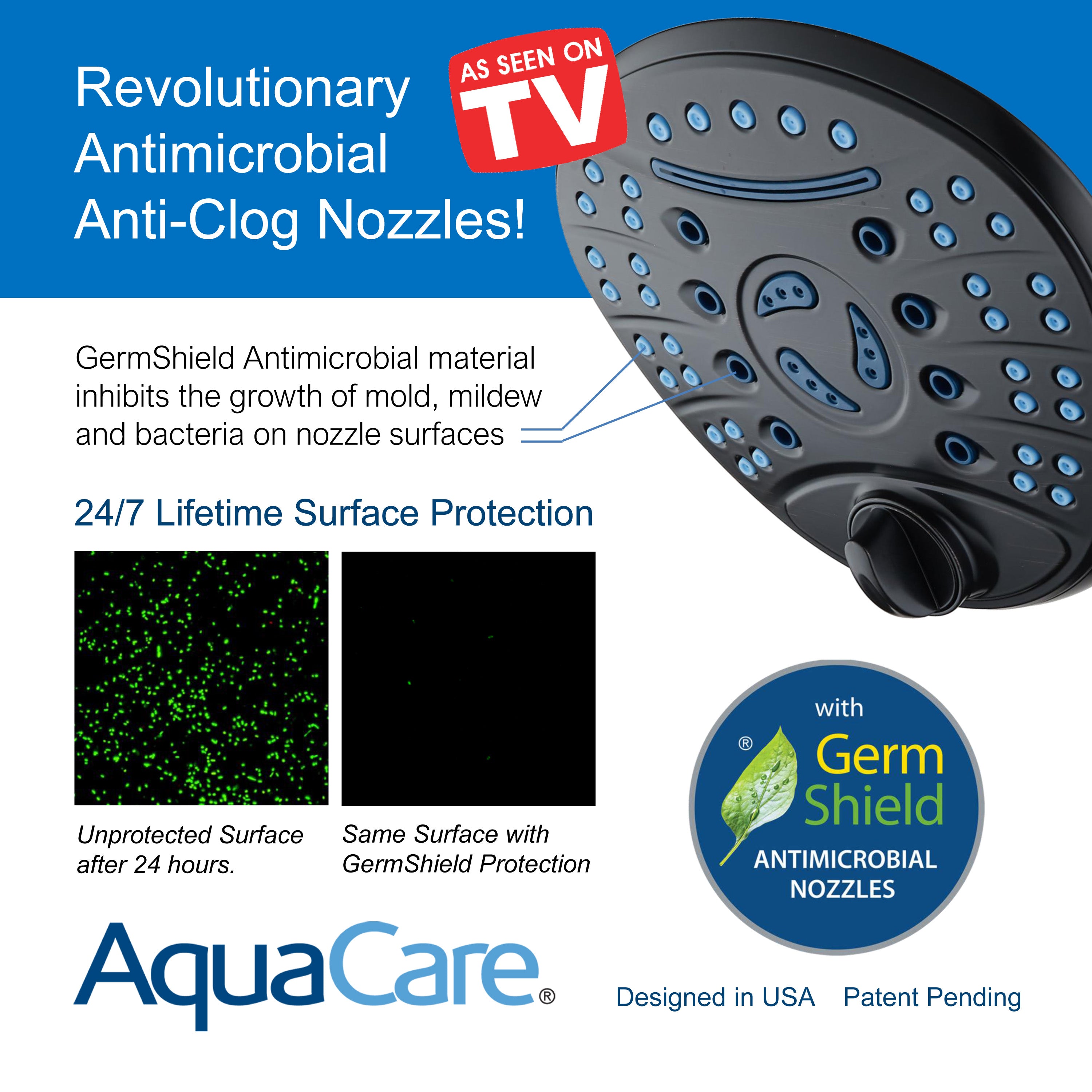 Ultra-Luxury 8-setting 7" Rainfall Shower Head with Antimicrobial Anti-clog Nozzles