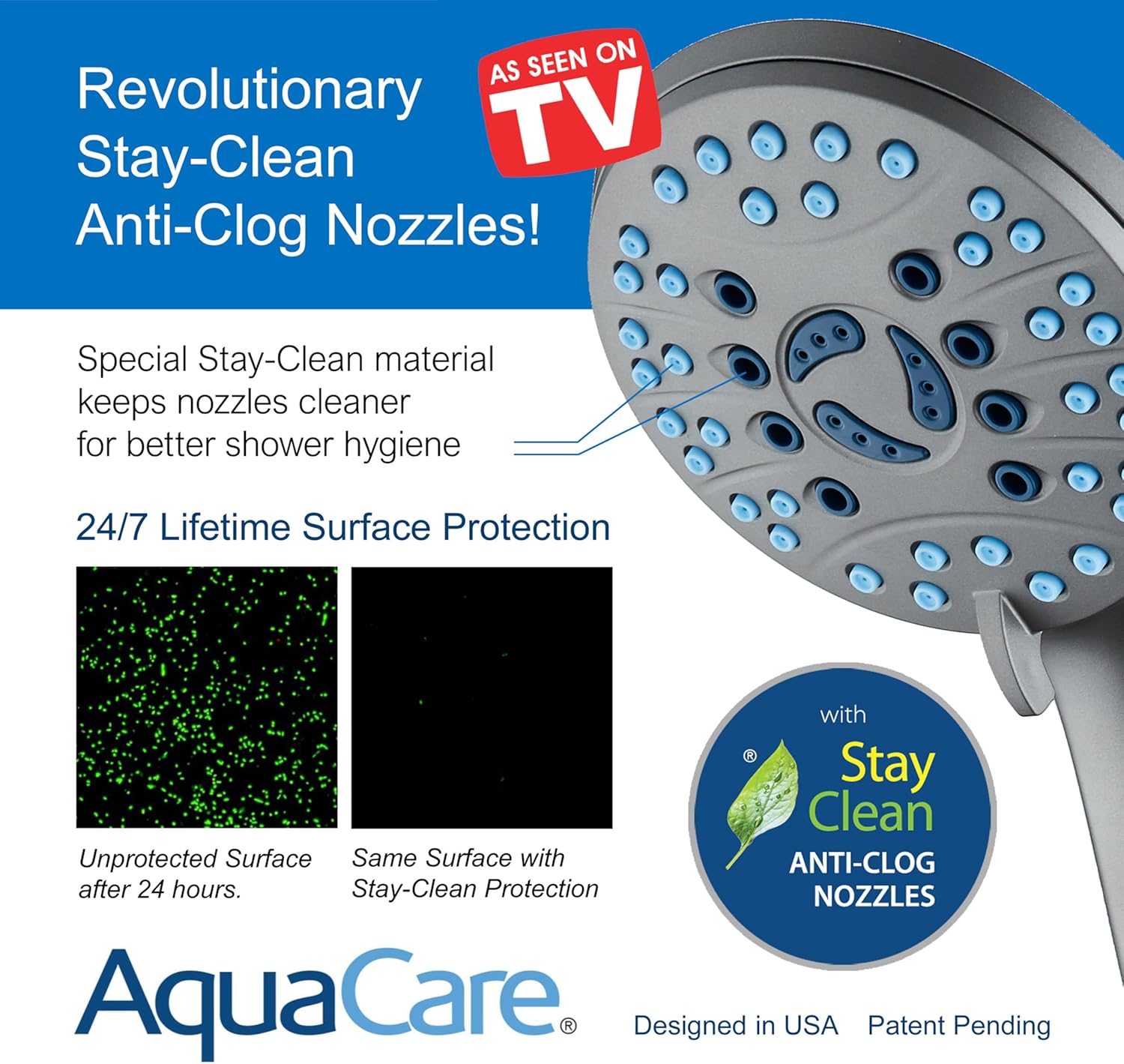 High-pressure 8-setting Hand Shower with Patented 2-mode Power Wash & Bonus Wall Bracket