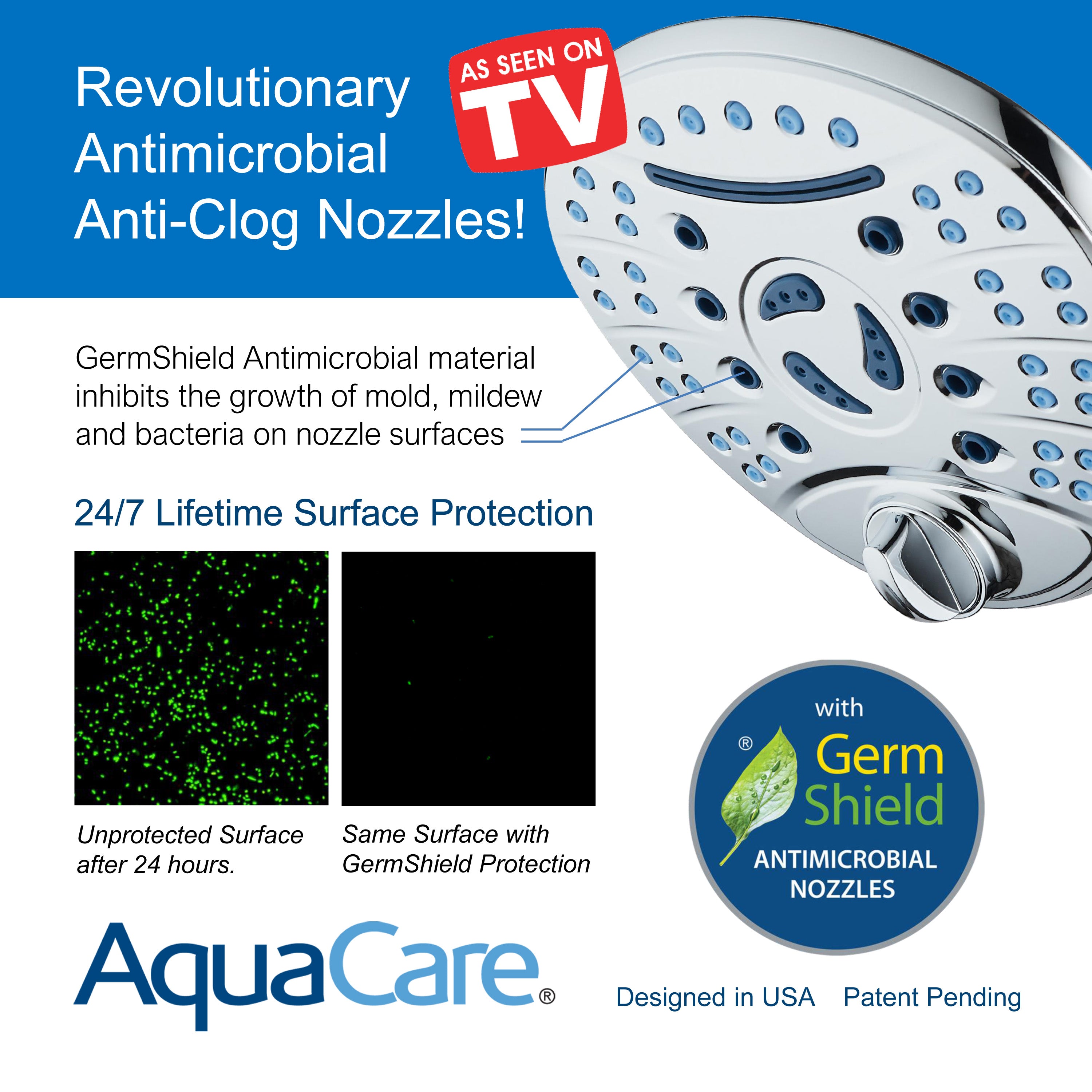 Ultra-Luxury 8-setting 7" Rainfall Shower Head with Antimicrobial Anti-clog Nozzles