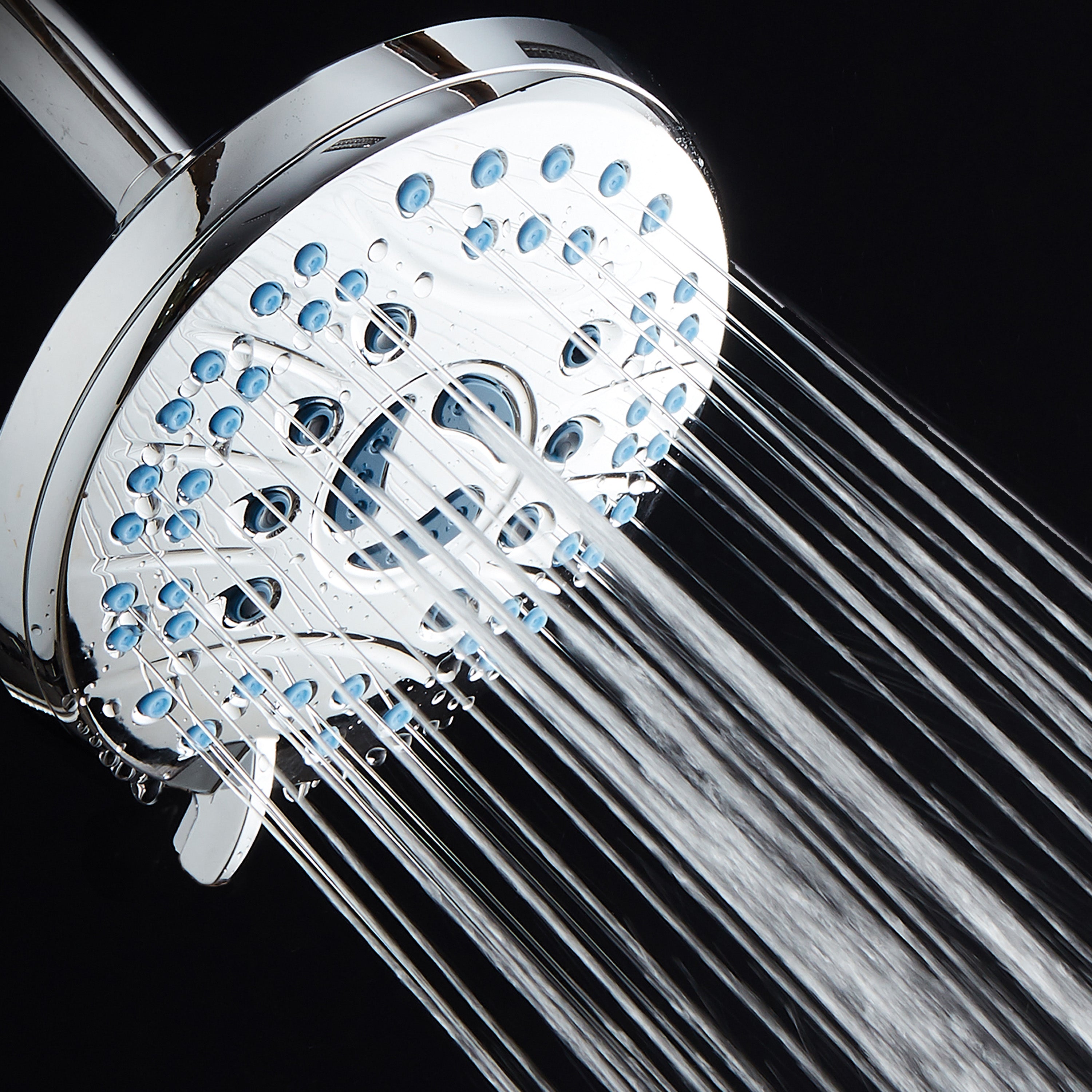 Ultra-Luxury 6-setting 6" Rainfall Shower Head with Antimicrobial Anti-clog Nozzles