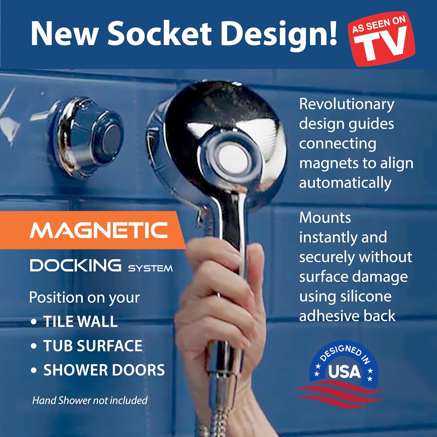 Instant Mount Go-Anywhere Magnetic Docking Wall Bracket for Magneton® Hand Showers & Combos