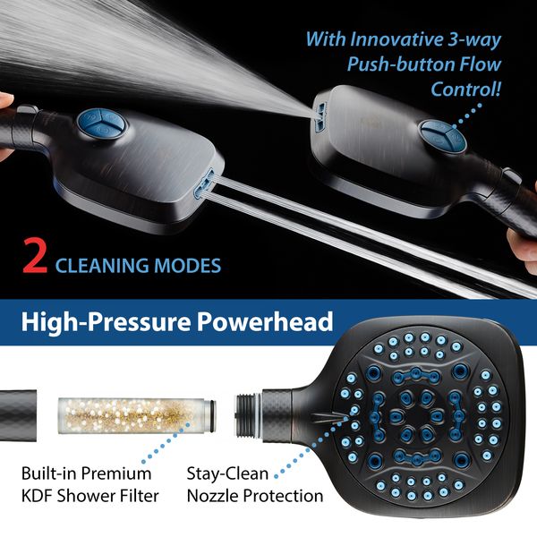 4X Series All-in-One 10-setting Hand Shower with Shower Filter, 2-mode Power Wash & Water Pressure Control