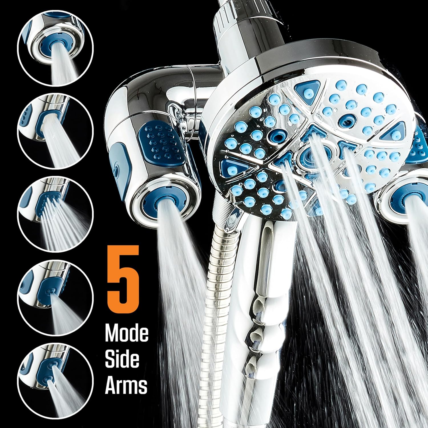 Polaris 208-setting 3-way Shower Combo with Adjustable Hydro Arms & Magnetic Docking