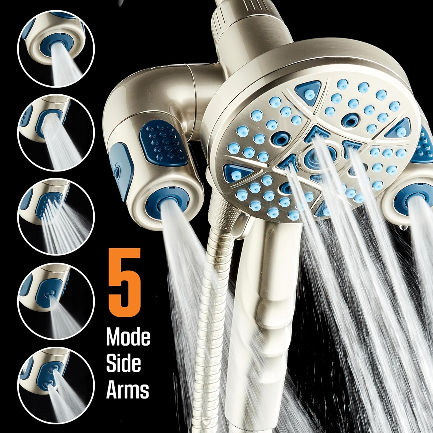 Polaris 208-setting 3-way Shower Combo with Adjustable Hydro Arms & Magnetic Docking