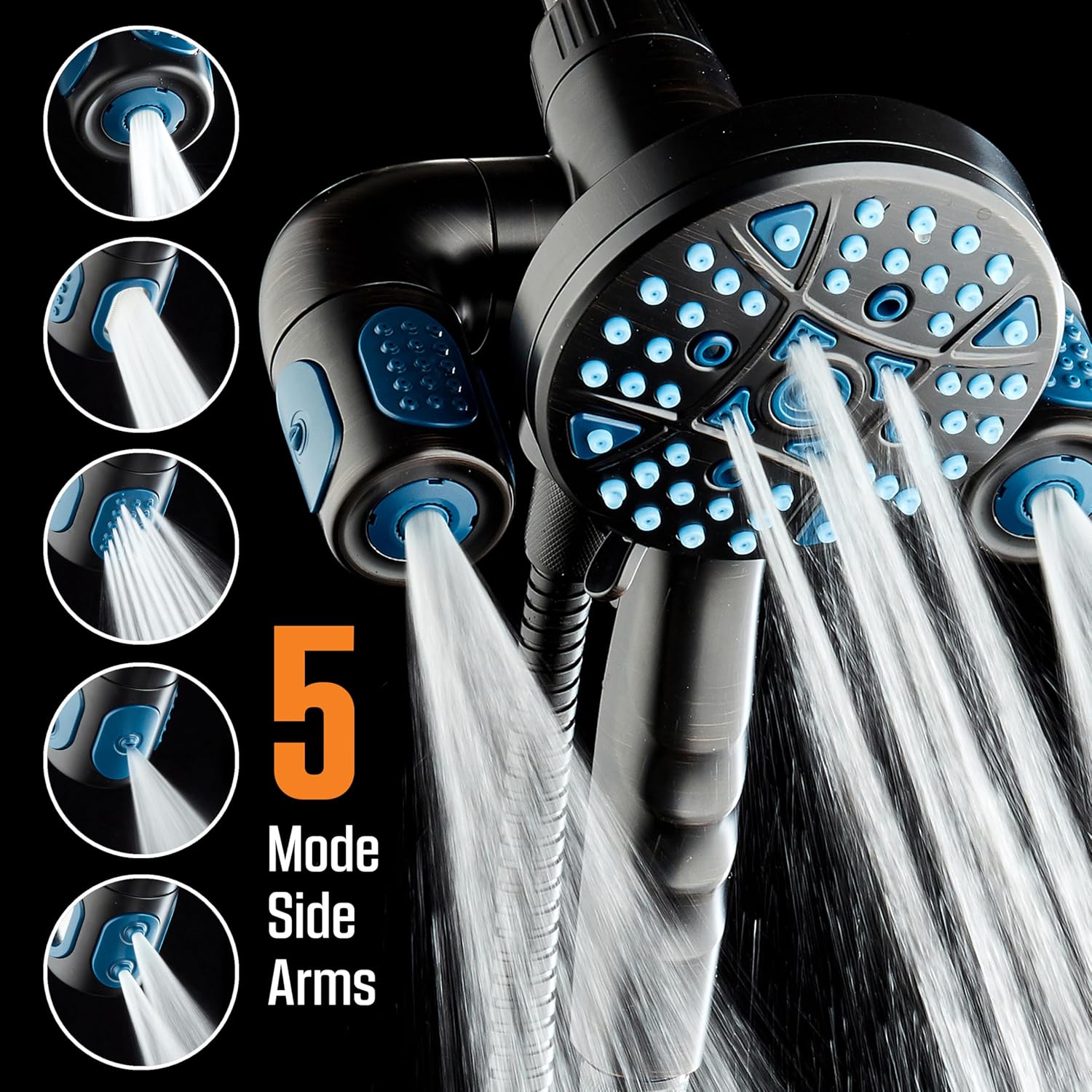 Polaris 208-setting 3-way Shower Combo with Adjustable Hydro Arms & Magnetic Docking