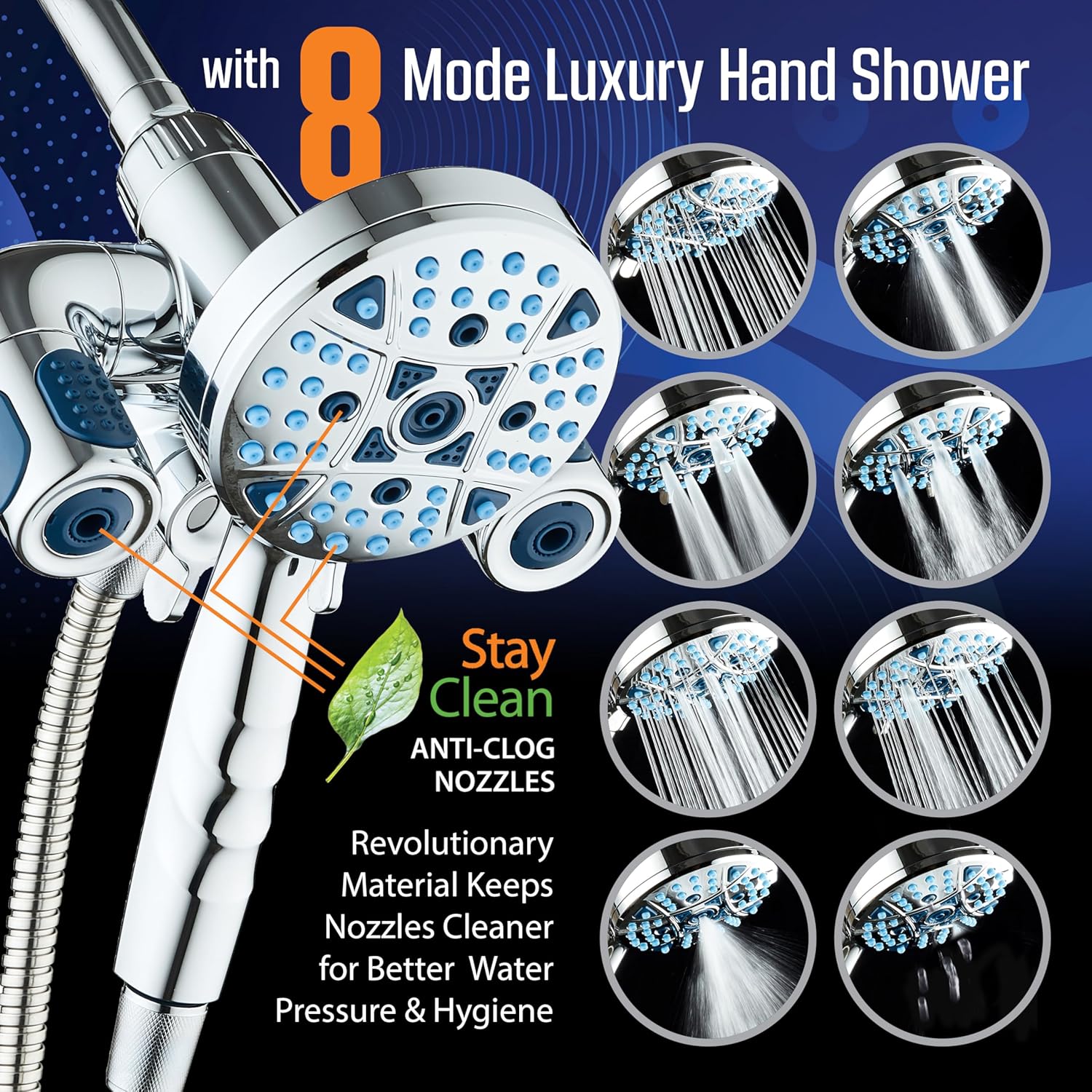 Polaris 208-setting 3-way Shower Combo with Adjustable Hydro Arms & Magnetic Docking