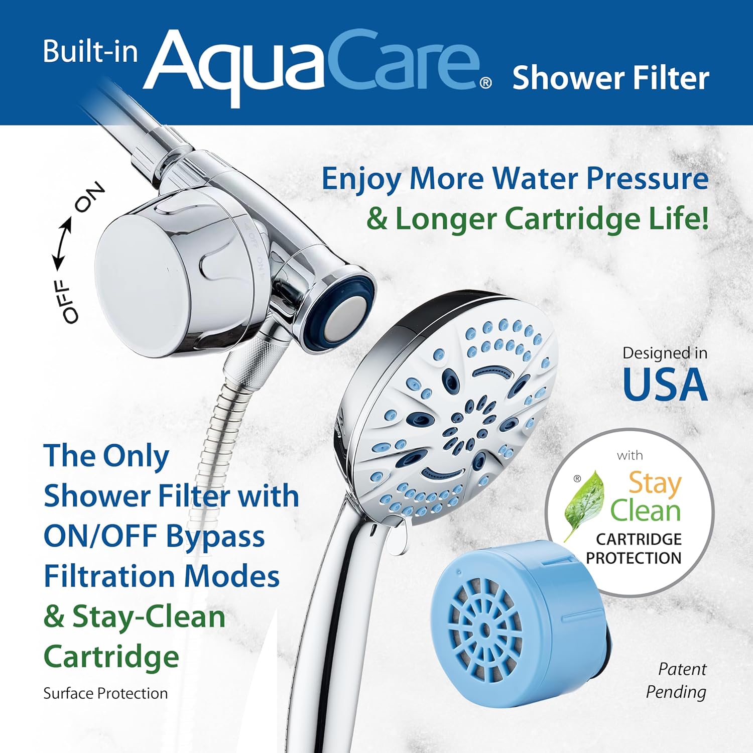 Magneton® 8-setting 5" Face Hand Shower with Magnetic Docking & Built-in Shower Filter
