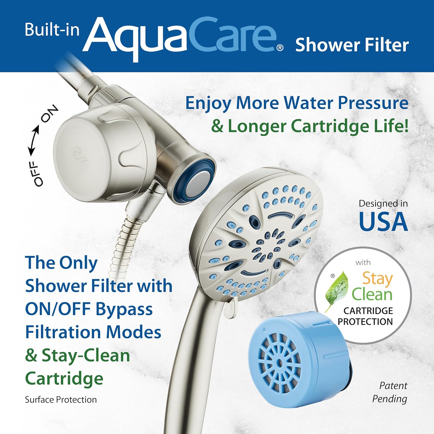Magneton® 8-setting 5" Face Hand Shower with Magnetic Docking & Built-in Shower Filter