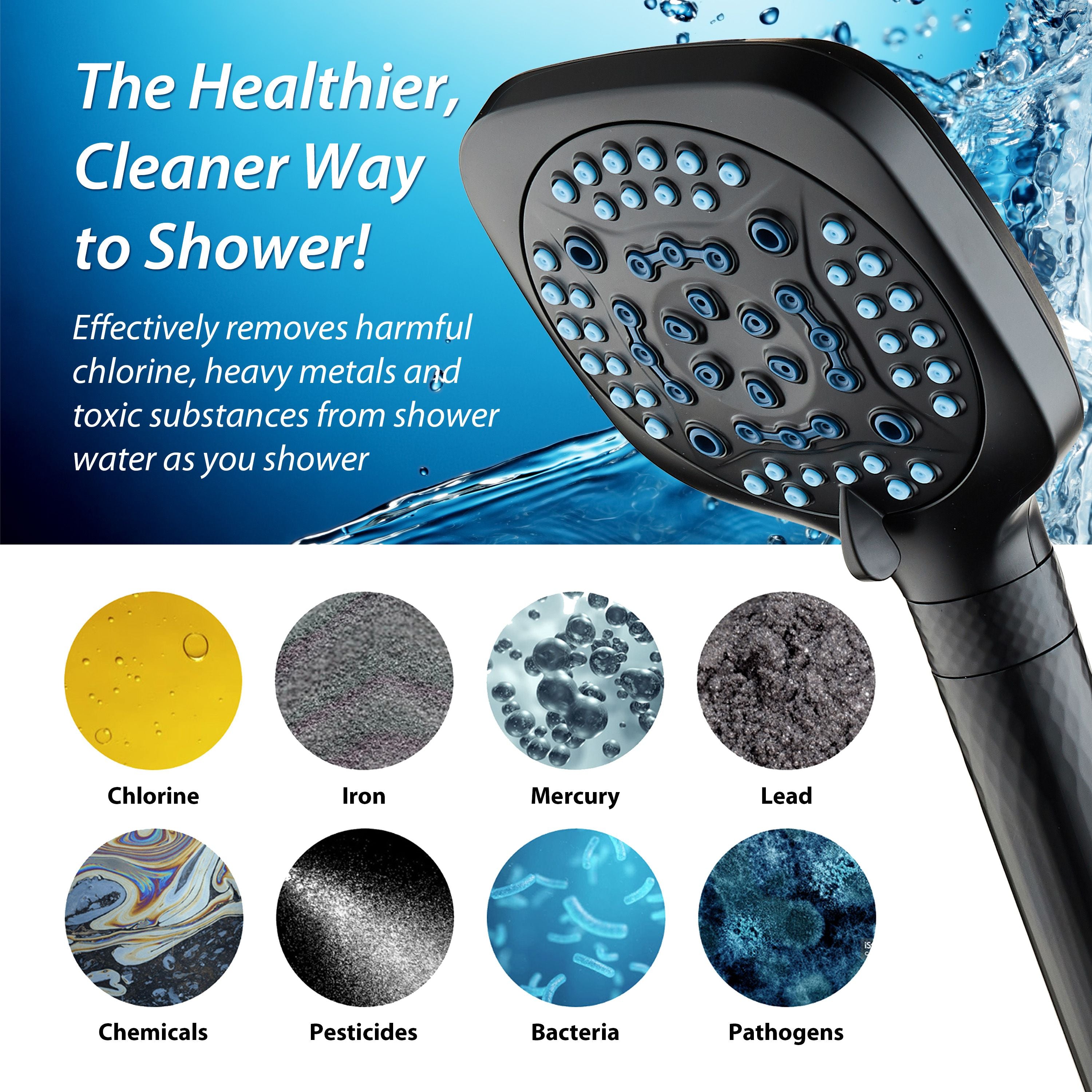 4X Series All-in-One 10-setting Hand Shower with Shower Filter, 2-mode Power Wash & Water Pressure Control