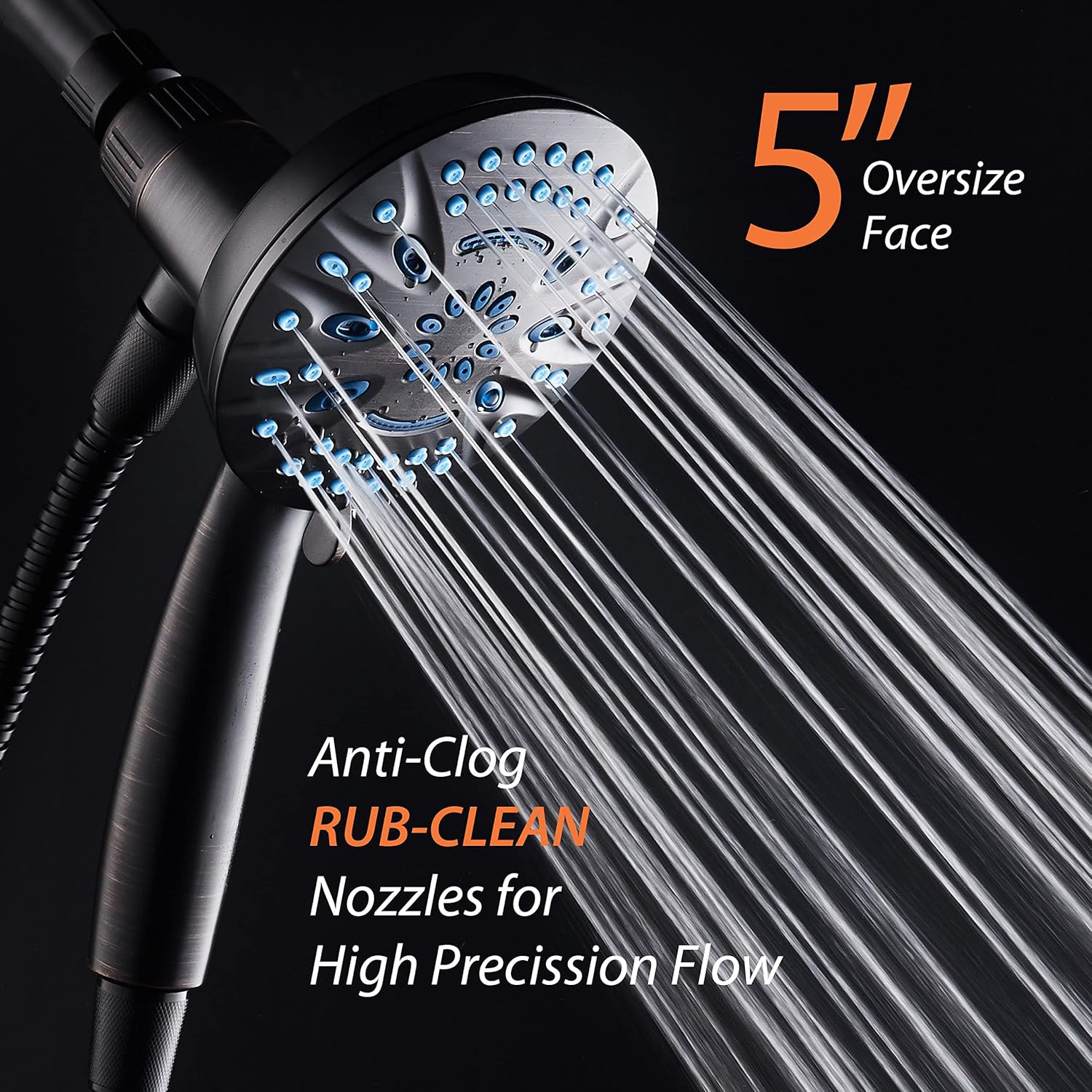 Magneton®  8-setting 5" Face Hand Shower with 2-way High/Low Magnetic Docking
