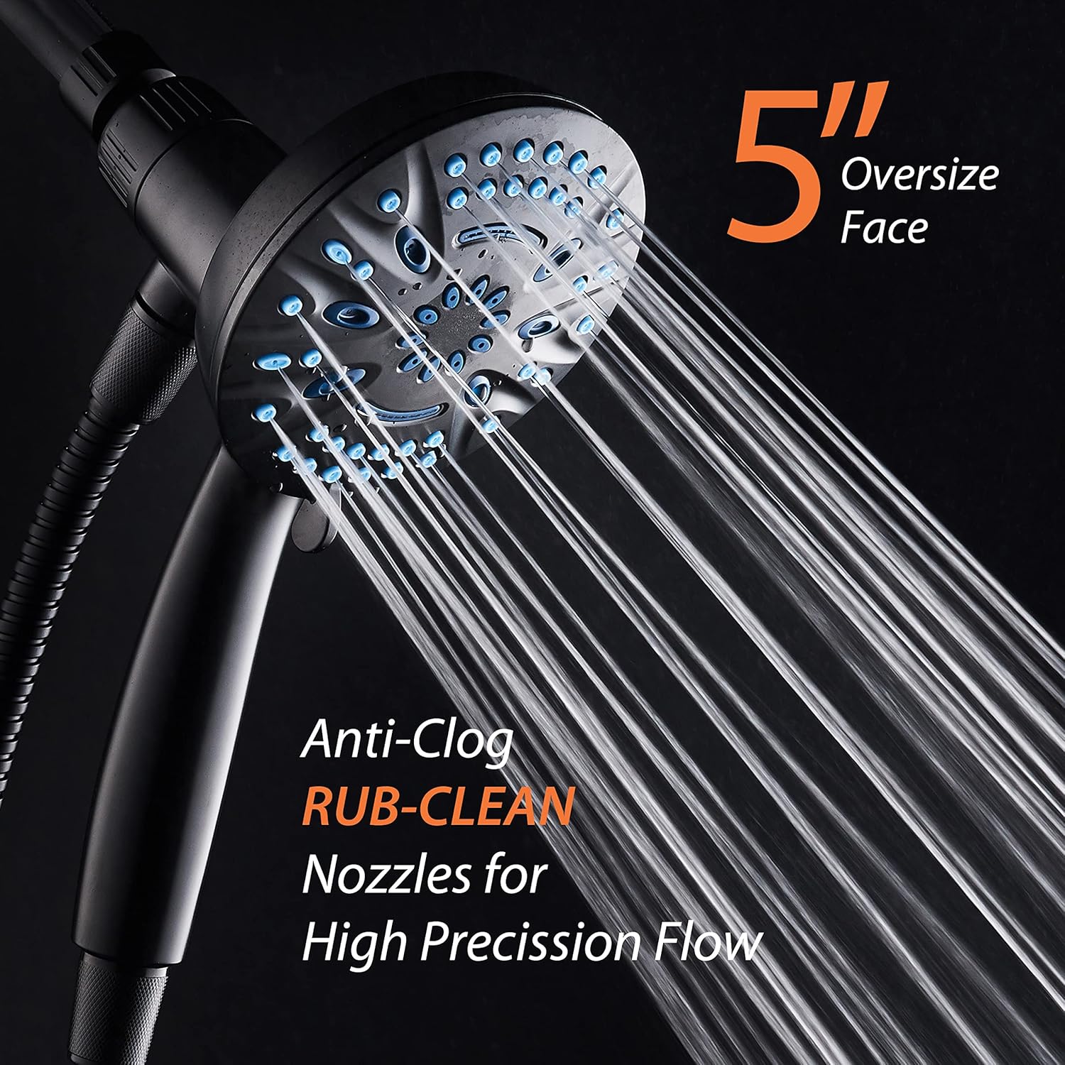 Magneton®  8-setting 5" Face Hand Shower with 2-way High/Low Magnetic Docking