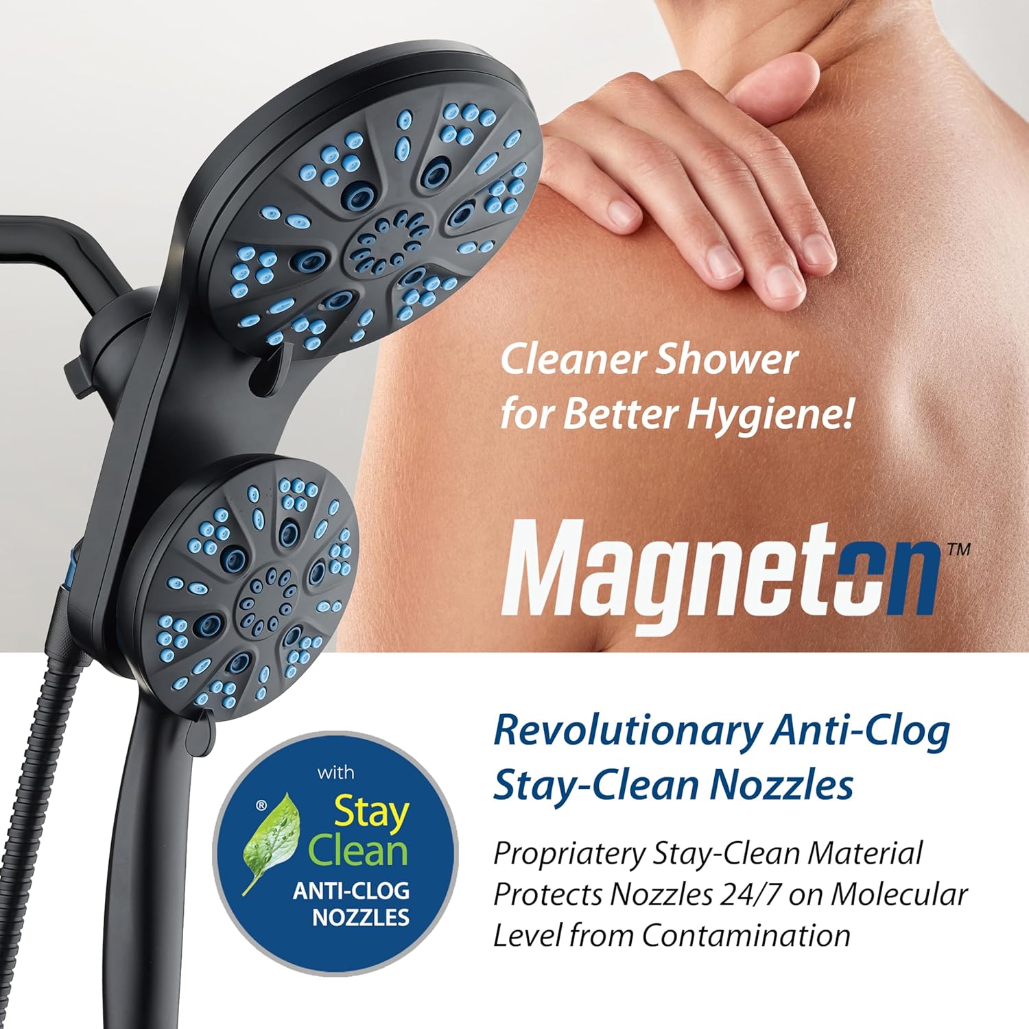 Magneton 48-setting Raised 3-way Rainfall Shower Combo with Magnetic Docking