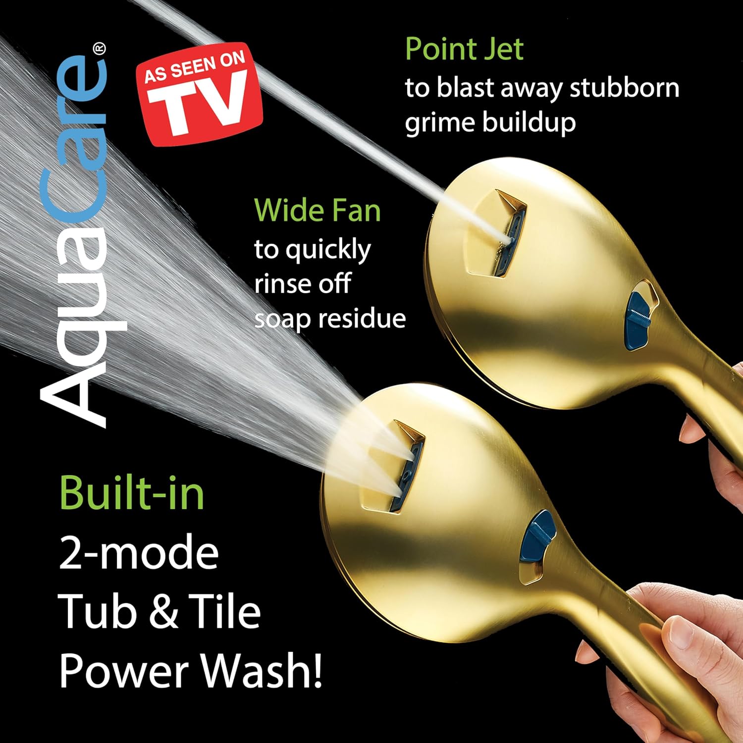 High-pressure 8-setting Hand Shower with Patented 2-mode Power Wash & Bonus Wall Bracket