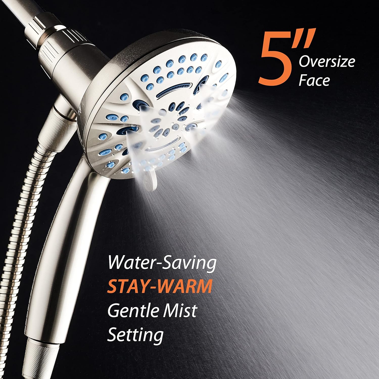 Magneton®  8-setting 5" Face Hand Shower with 2-way High/Low Magnetic Docking