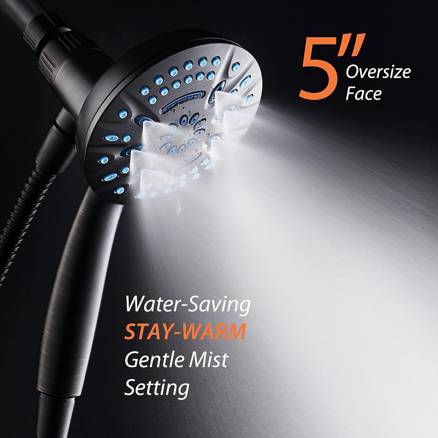 Magneton®  8-setting 5" Face Hand Shower with 2-way High/Low Magnetic Docking