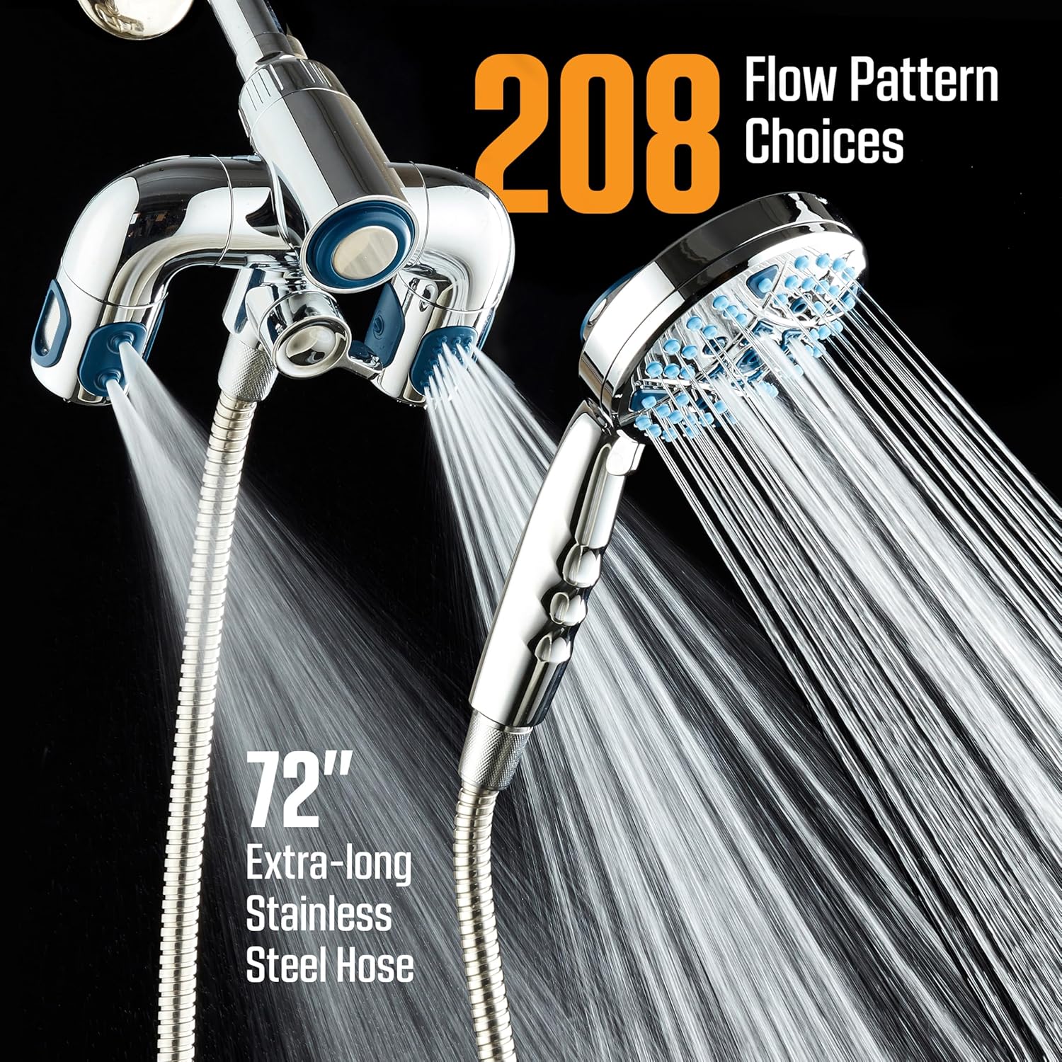 Polaris 208-setting 3-way Shower Combo with Adjustable Hydro Arms & Magnetic Docking