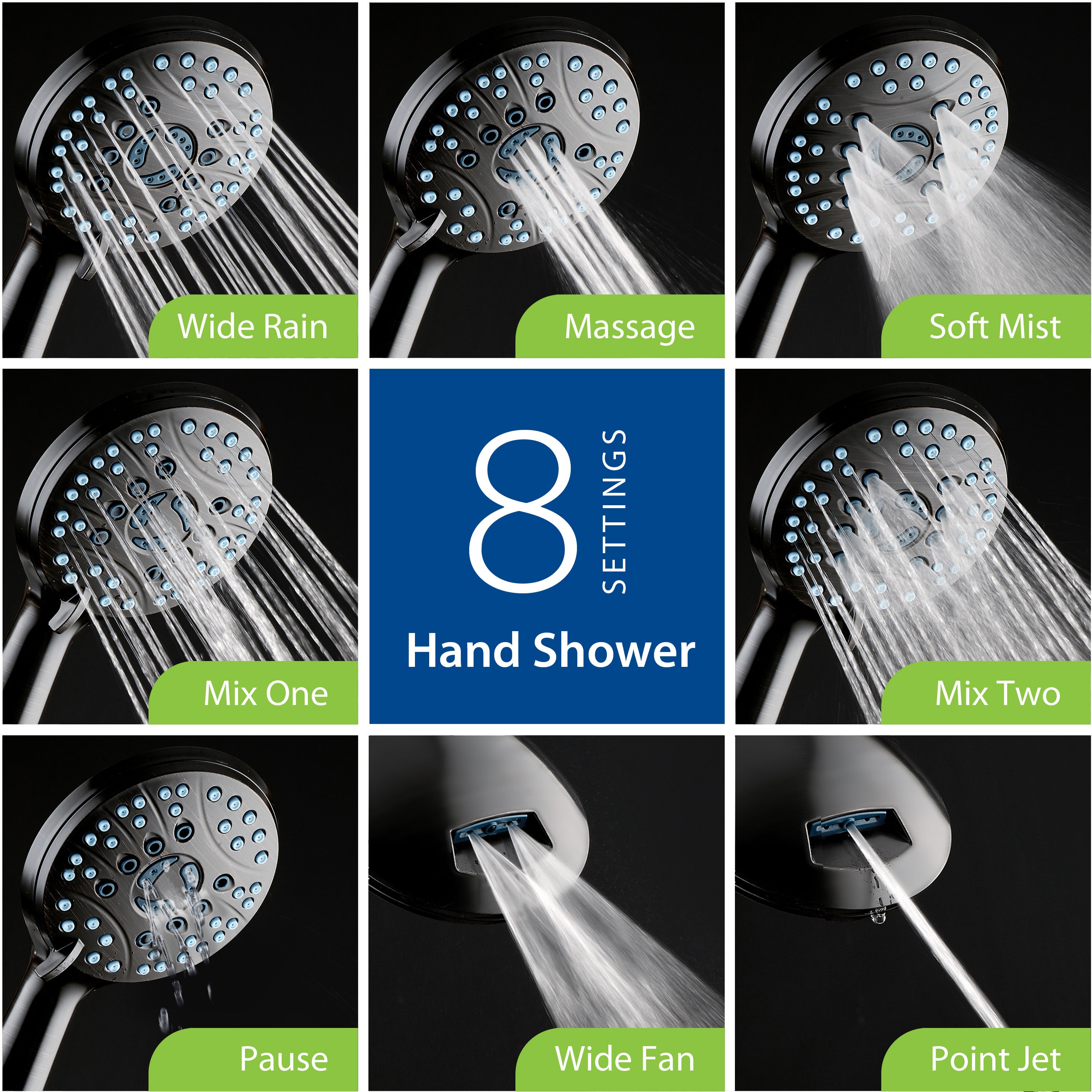 High-pressure 50-setting 3-way Rain Shower Combo with Patented 2-mode Power Wash & Bonus Wall Bracket