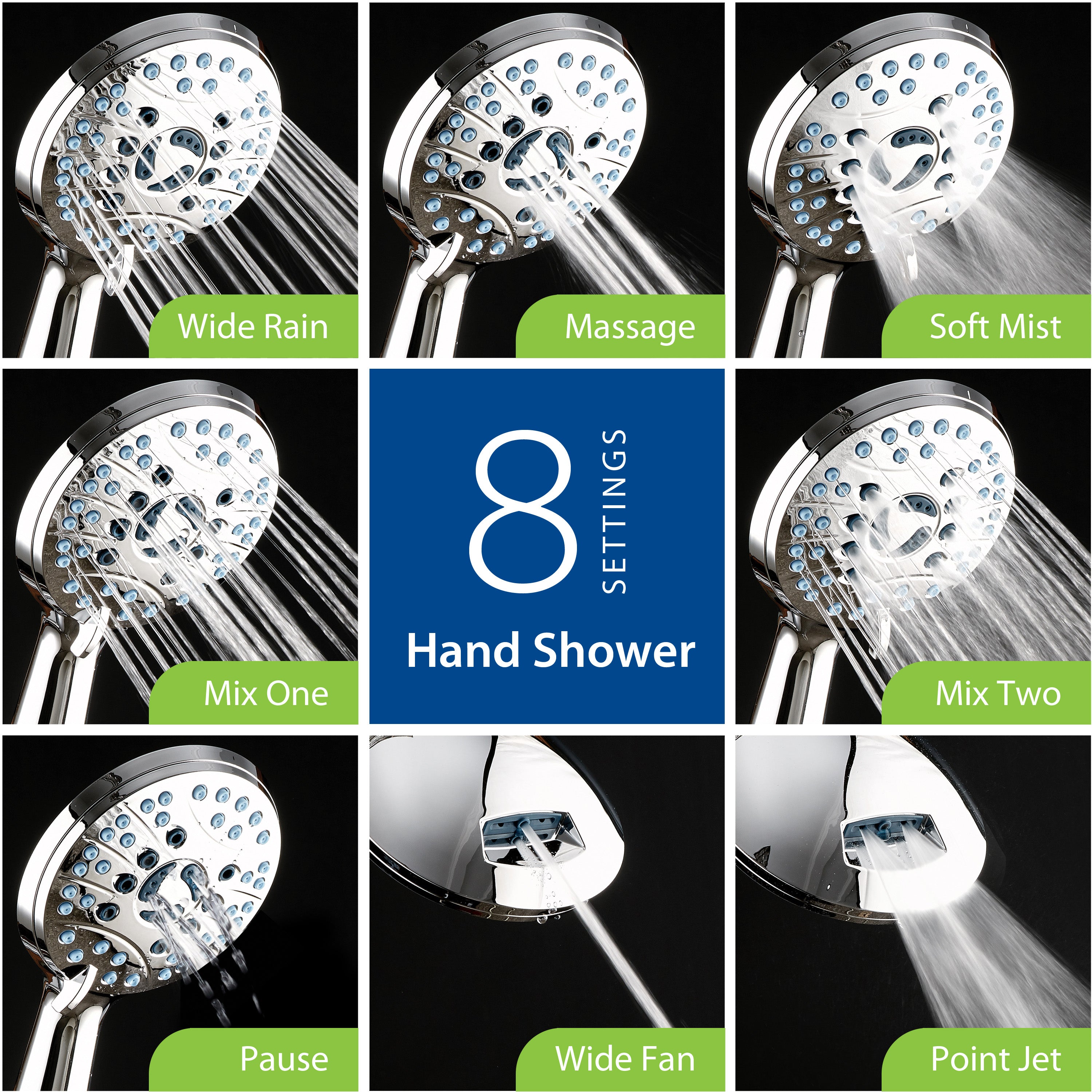 High-pressure 50-setting 3-way Rain Shower Combo with Patented 2-mode Power Wash & Bonus Wall Bracket