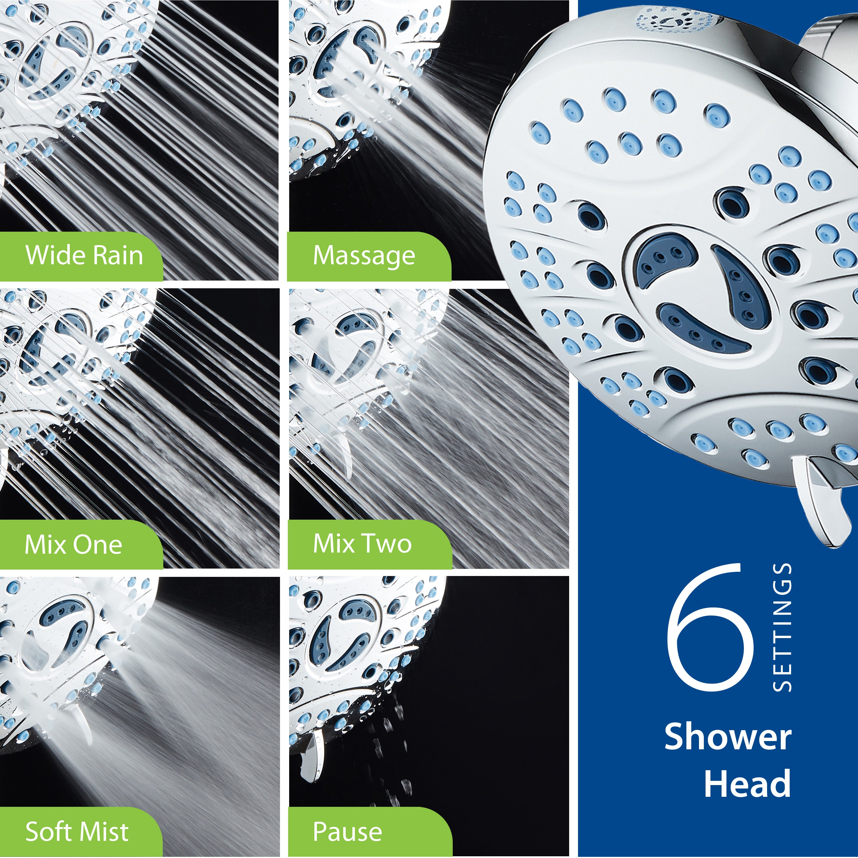 High-pressure 50-setting 3-way Rain Shower Combo with Patented 2-mode Power Wash & Bonus Wall Bracket